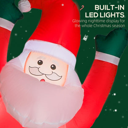 Close up of the inflatable Santa's smiling face with built-in LED lights