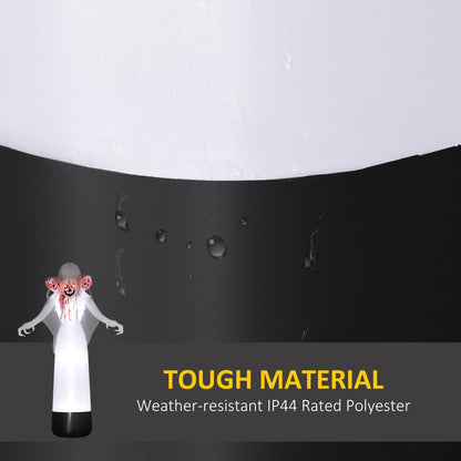 The halloween inflatable showing the water droplets on the durable fabric surface