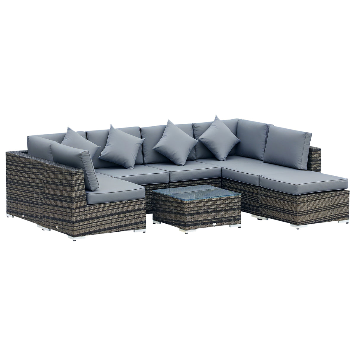 Outsunny 8 Piece Rattan Corner Sofa Set in Grey