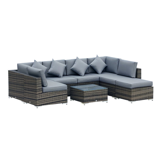 Outsunny 8 Piece Rattan Corner Sofa Set in Grey