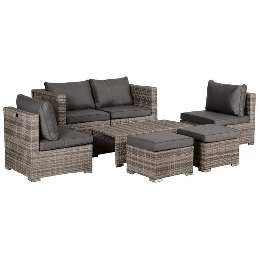 Outsunny 8 Pieces Rattan Garden Furniture Set in Grey