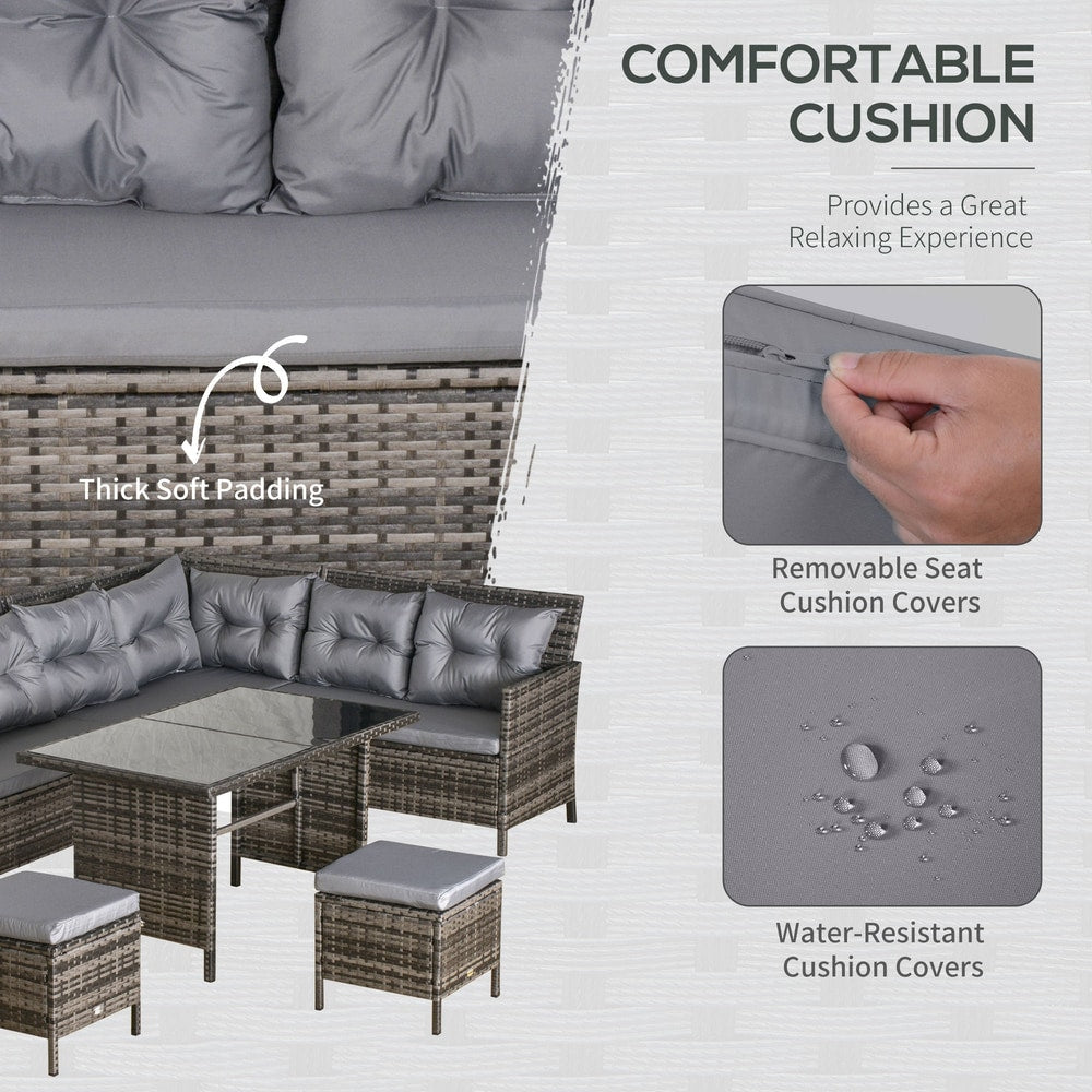 Close up of the comfortable and water-resistant cushions on the patio sofa