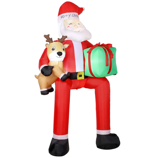 Outsunny 9.3ft Giant Christmas Inflatable Hanging Santa Claus Sitting in Red