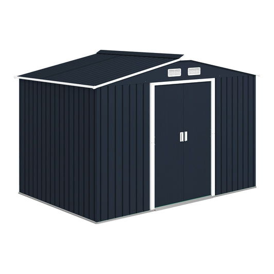 Outsunny Metal Bicycle Shed in dark grey with double doors and ventilation slots