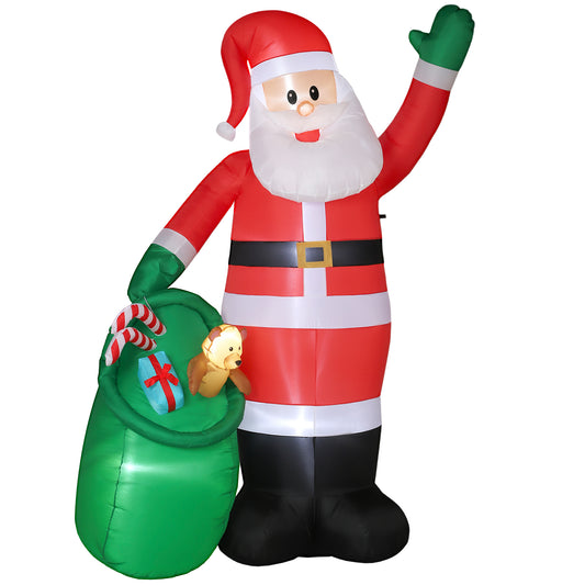 Outsunny 9ft/275 cm Christmas Inflatable Santa with Bear Sack in Red