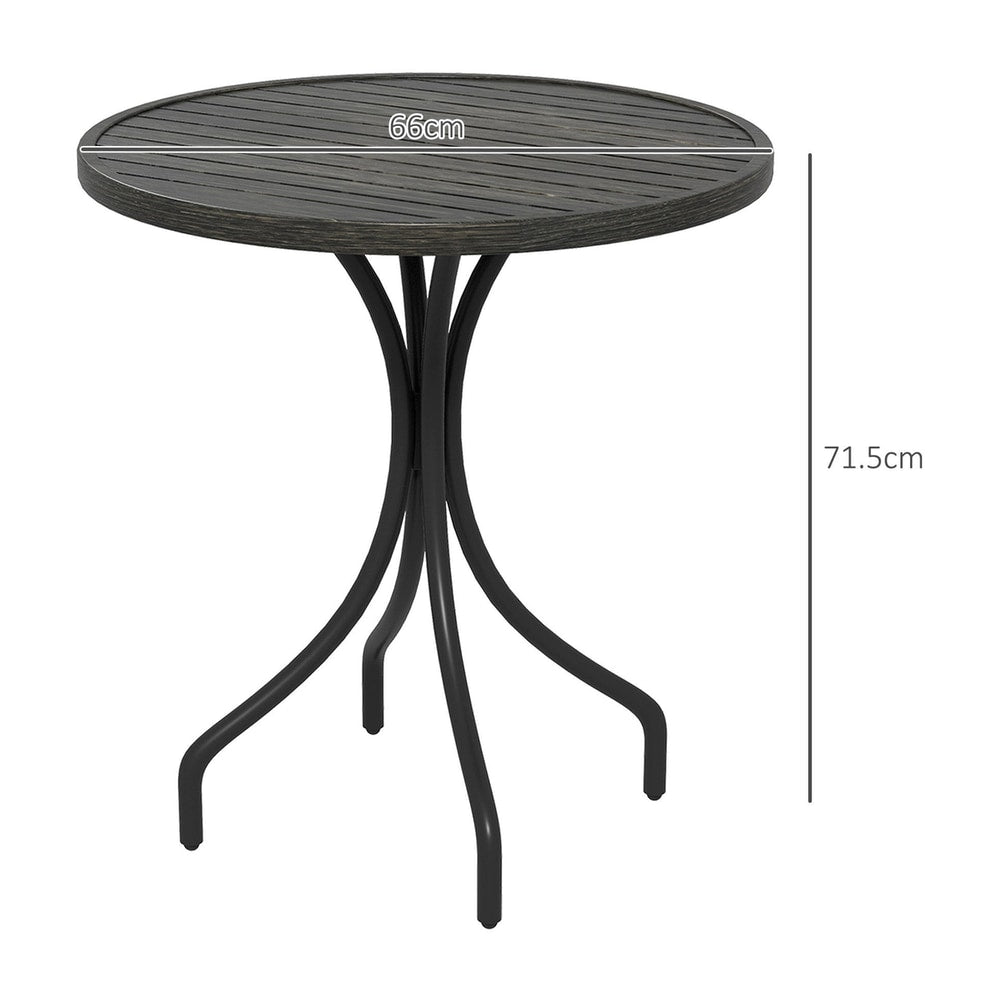 The round garden table with dimensions shown