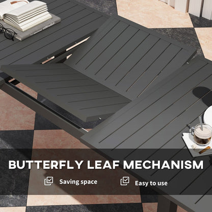Close up of the extending garden table mechanism