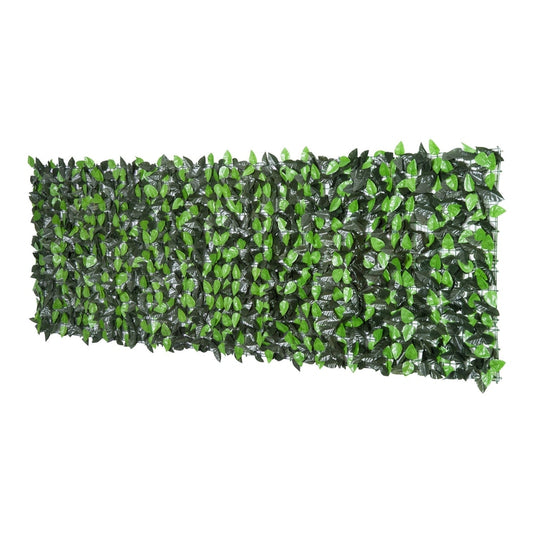 Outsunny Artificial Leaf Hedge Screen Privacy Fence Panel showing the full rectangular green mesh