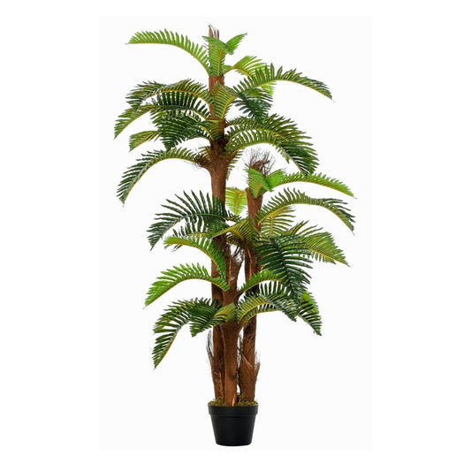 Outsunny Artificial Plant Tropical Fern in Pot, a tall green plant with multiple trunks and large fronds