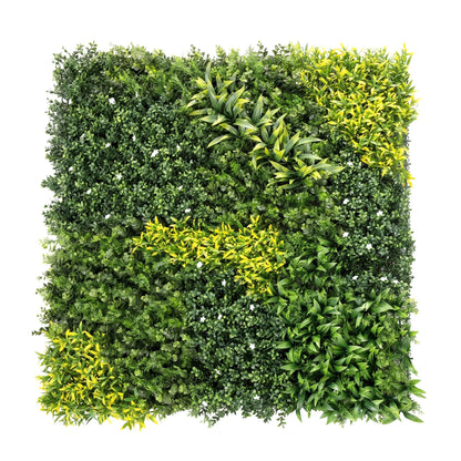 Outsunny Artificial Plant Wall Panel featuring a mix of green and yellow foliage on a square grid
