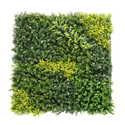 Outsunny Artificial Plant Wall Panel featuring a mix of green and yellow foliage on a square grid