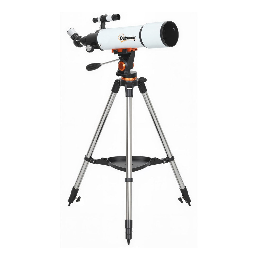 Outsunny Astronomy Telescope for Adults and Beginners with 80 mm Aperture, Carry Bag, White