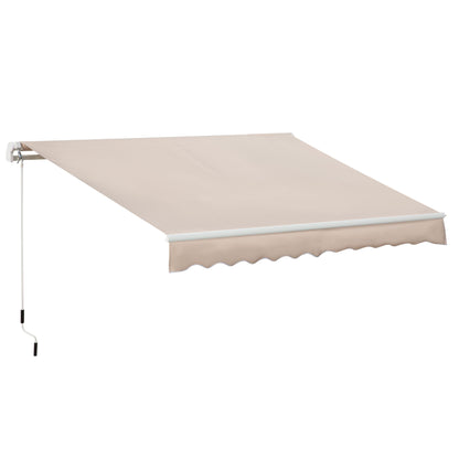 Outsunny Awning Canopy Manual Retractable Porch Sun Shade Shelter in Beige