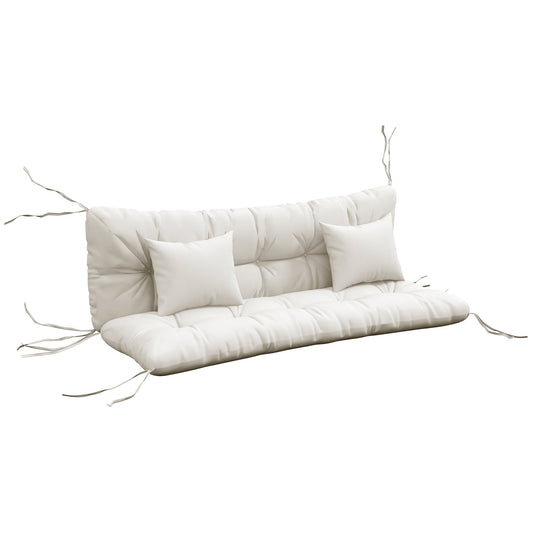 Outsunny Back and Seat Cushion Replacement with 2 Pillows in white with tie fastenings