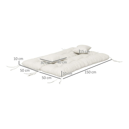 The garden seat cushions showing dimensions for the back and seat pads