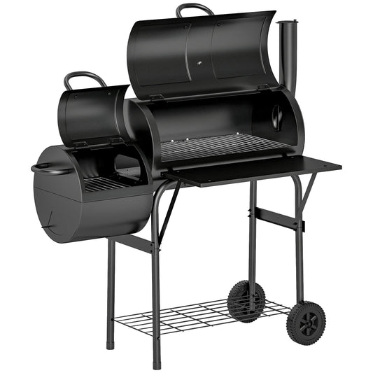 Outsunny Barbecue Grill showing the main body, offset smoker and wheels