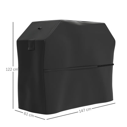 A diagram showing the dimensions of the black barbecue cover