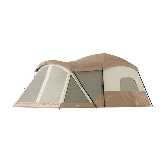 Outsunny Cabin Tent a large brown and cream waterproof camping tent with two rooms