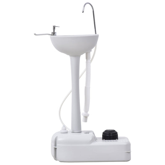 Outsunny 17L Camping Portable Handwash Sink with a white basin, tap, soap dispenser and towel holder