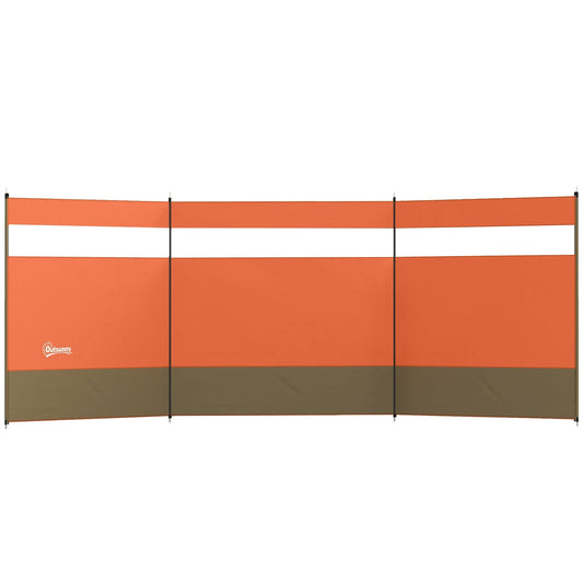 Outsunny Camping Windbreaker with Clear Windows and Steel Poles, orange and white panels