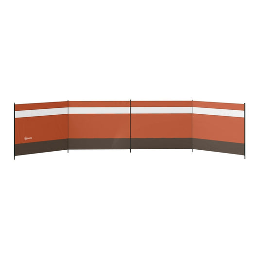 Outsunny Camping Windbreaker with Clear Windows, orange and brown panels with white stripe