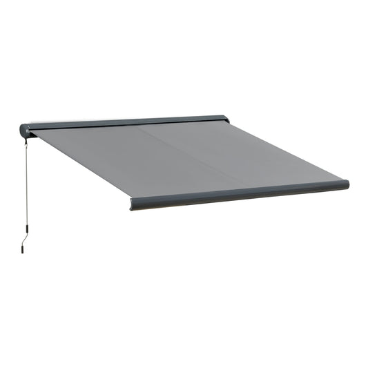 Outsunny Cassette Electric Manual Awning Door Window Retractable Canopy in Grey
