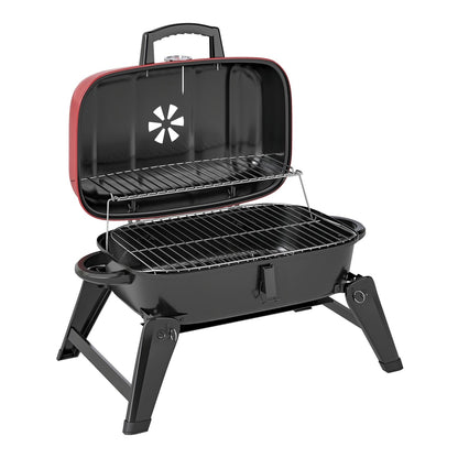 Outsunny Charcoal Barbecue Grill open with cooking grate and warming rack inside