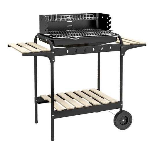 Outsunny Charcoal Barbecue Grill with Adjustable Grill Height in Black