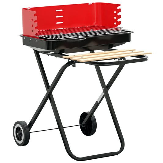 Outsunny Charcoal Trolley BBQ in Black and Red