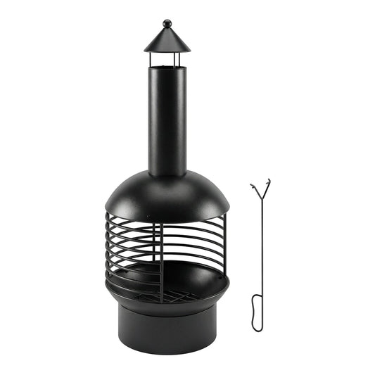 Outsunny Chimney Fire Pit in Black