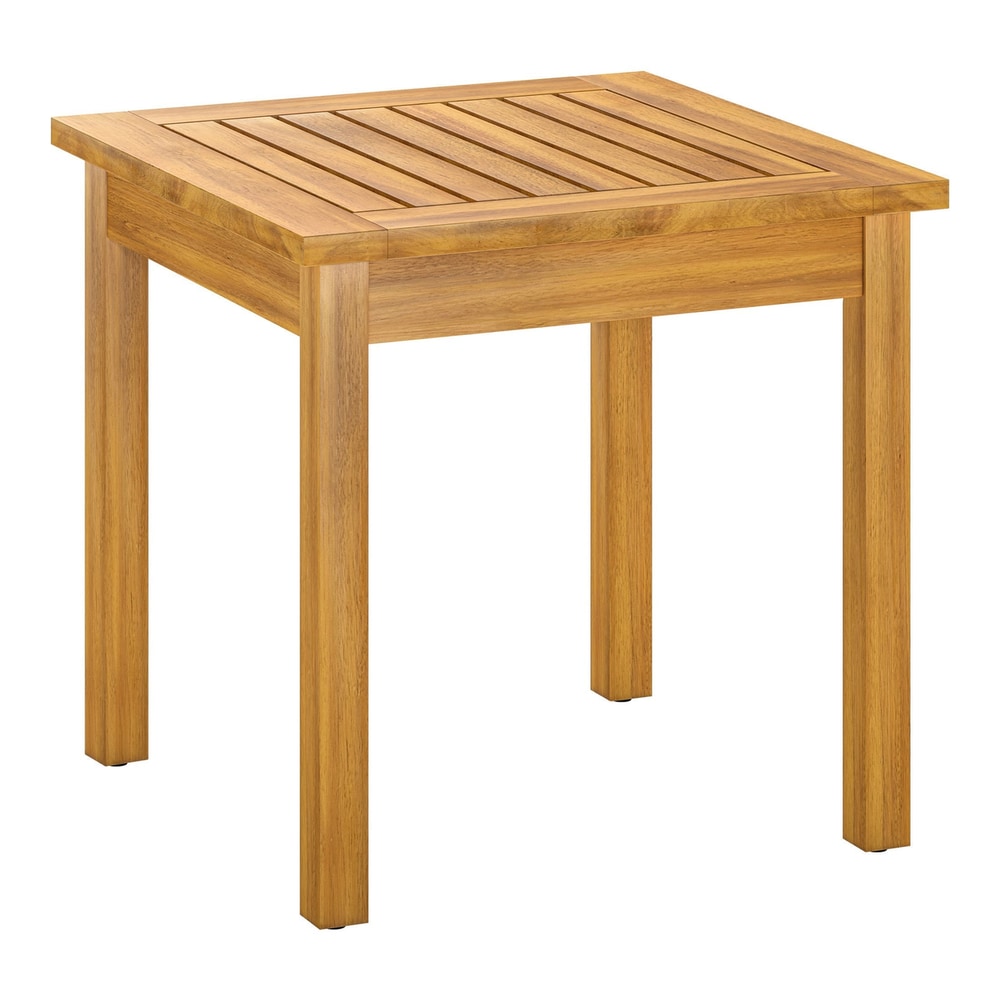 Outsunny Coffee Table with a square slatted top and four straight legs on a plain white background