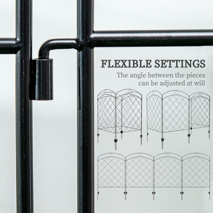 A close up of the connection between two garden fence panels, showing flexible angle settings