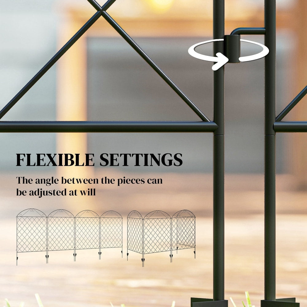 The decorative garden fencing shown with flexible settings allowing for angled placement