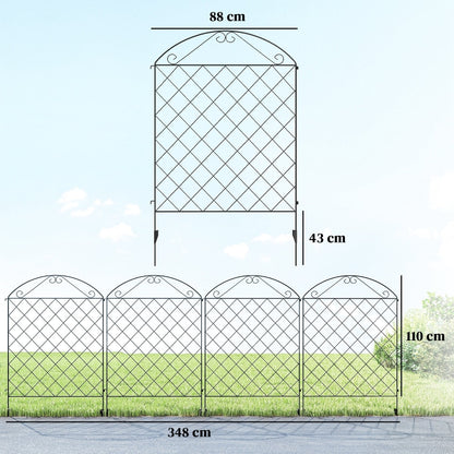 A size diagram showing the dimensions of the decorative garden fencing panels