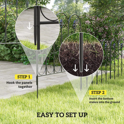 Close up of how to connect and install the decorative garden fencing panels