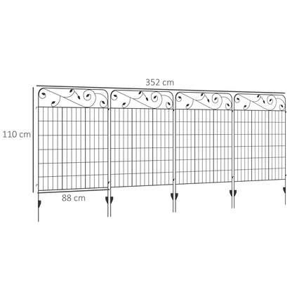 A diagram showing the dimensions of the decorative garden fencing panels