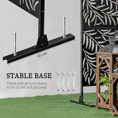 The stable base of the decorative metal outdoor divider with ground stakes