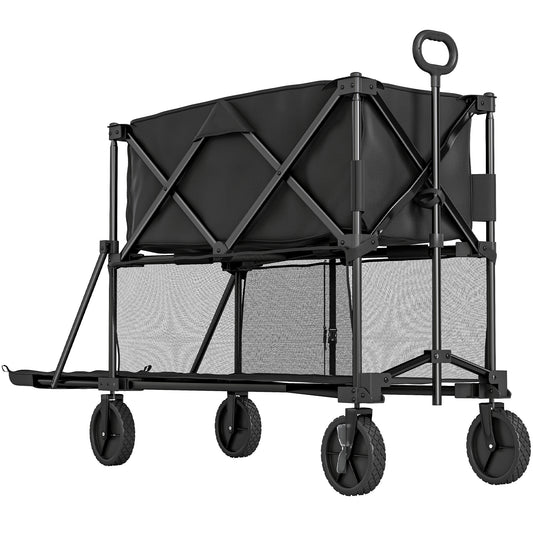 Outsunny Double Decker Folding Festival Trolley on Wheels in Black