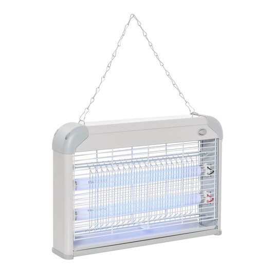 Outsunny Electric Fly Zapper hanging from a metal chain against a plain white background