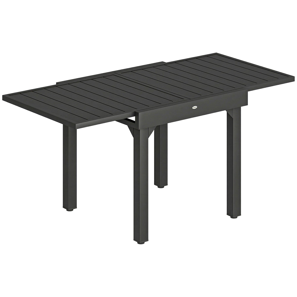 Outsunny Expandable Patio Dining Table for 4-6 People in black with a slatted surface