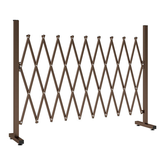 Outsunny Expanding Trellis Fence, a dark brown expandable metal garden fence