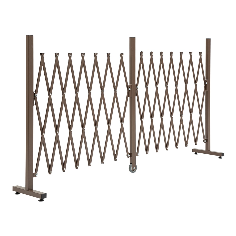 Outsunny Expanding Trellis Fence in dark brown with a central support wheel on a white background