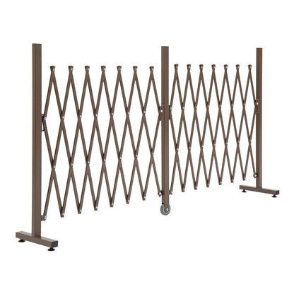 Outsunny Expanding Trellis Fence in dark brown with a central support wheel on a white background
