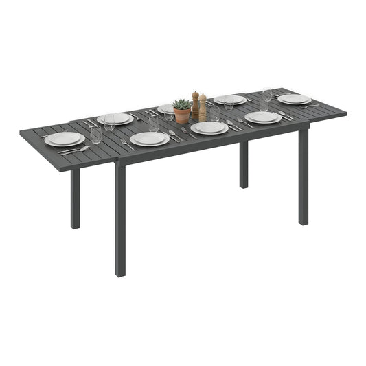 Outsunny Extending Garden Table for 6-8 People in Dark Grey