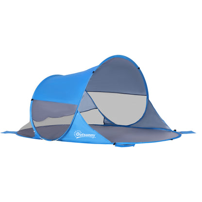 Outsunny Fibreglass Frame 2 Person Pop-Up Lightweight Camping Tent in Blue