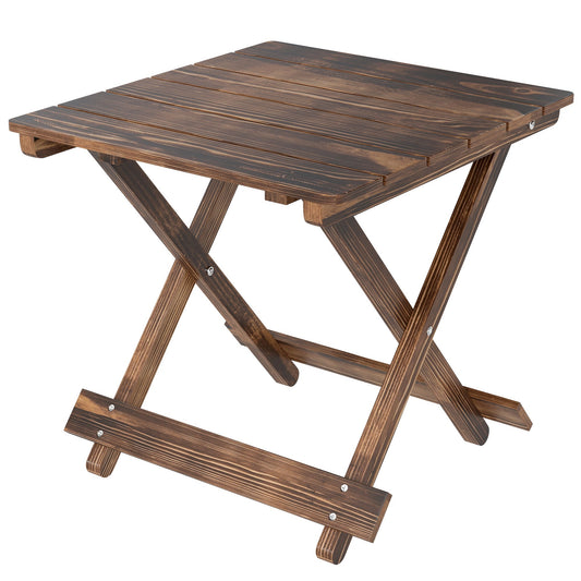 Outsunny Fir Wood Folding Coffee Table with a slatted top and cross-legged frame