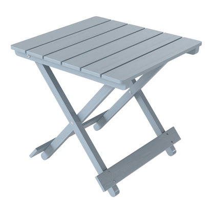 Outsunny Fir Wood Folding Coffee Table, a small light grey slatted top table on a white background