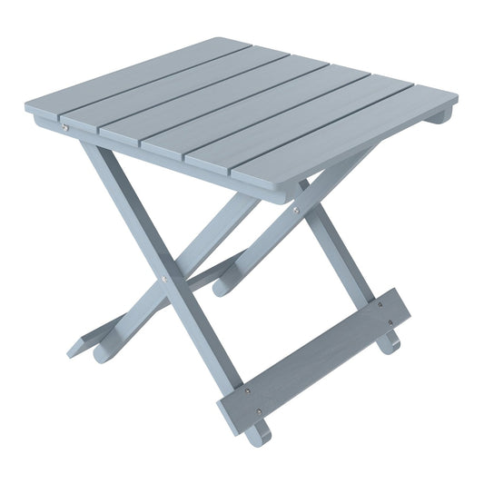 Outsunny Fir Wood Folding Coffee Table, a small light grey slatted top table on a white background