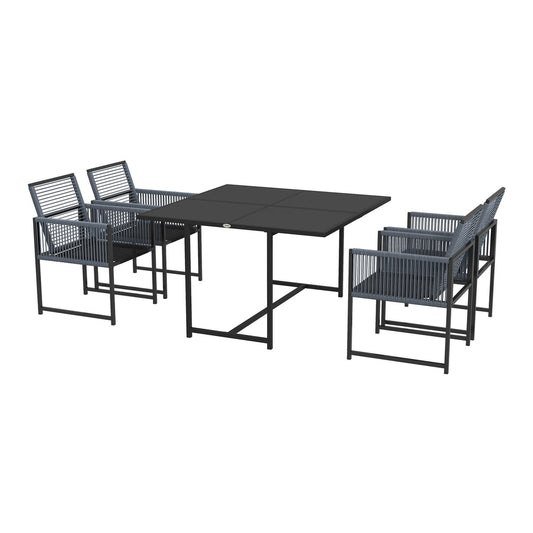 Outsunny Five-Piece Metal Dining Set in Dark Grey
