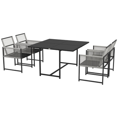 Outsunny Five-Piece Metal Dining Set in Light Grey